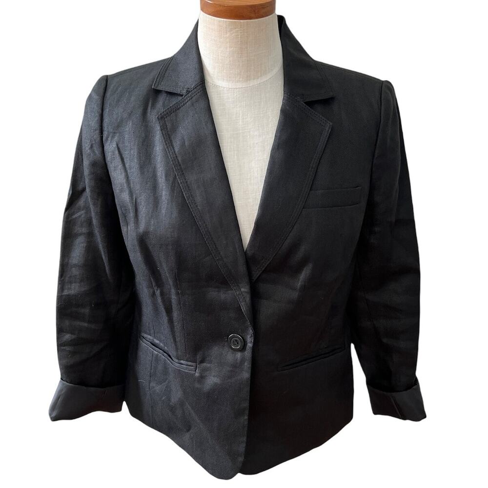 Vintage Liz Claiborne Villager Ramie Blazer Black 8